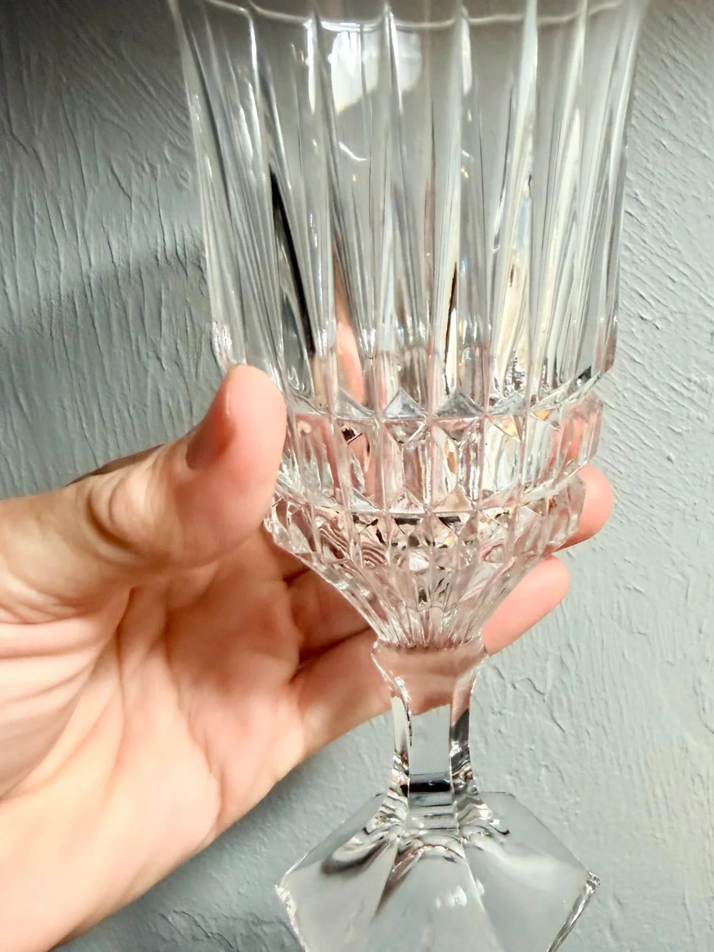 Vintage Clear Cut Crystal Goblets Glassware - Set of 4